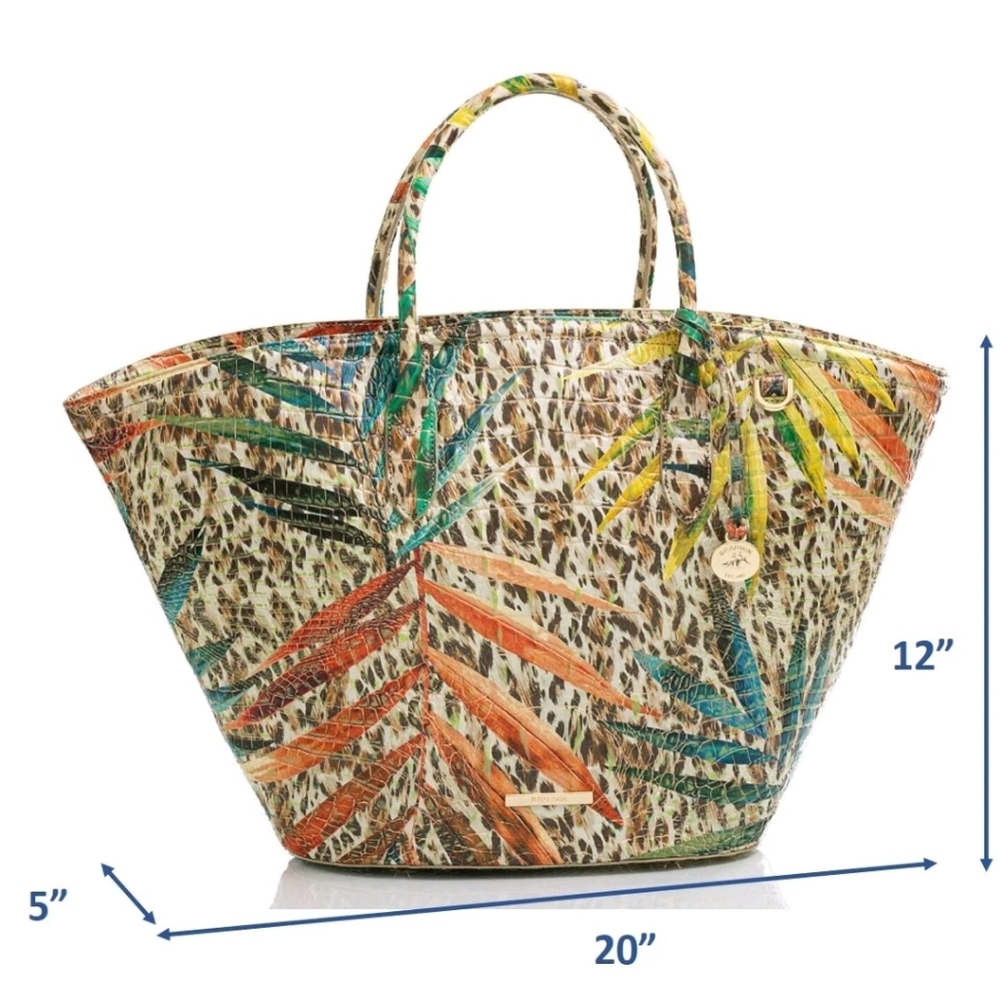 Brahmin Mira Botanica Croc-embossed Leather Market Tote Multi $365 - Picture 8 of 14